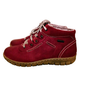 Josef Seibel Red Fuzzy Lined Lace Up Boots | Women's Size EU 38/8 NEW w/o box